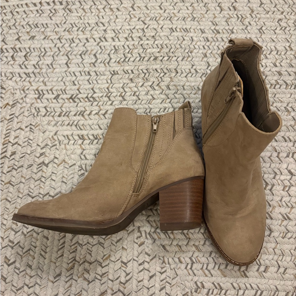 Francesca's Collections Tan Ankle Booties with Western Flair